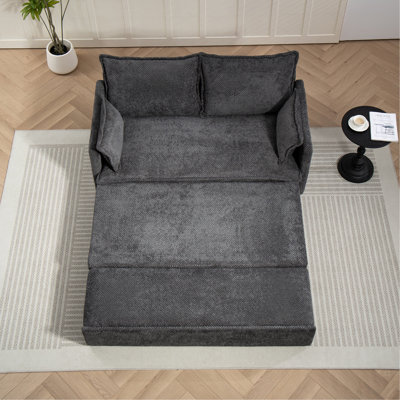 59.5Inch Pull Out Sofa Bed,Corduroy Convertible Sleeper Sofa Couch,Side Storage,And USB/C-TYPE Charging Ports Chair For Living Room,Bedroom,Apartment