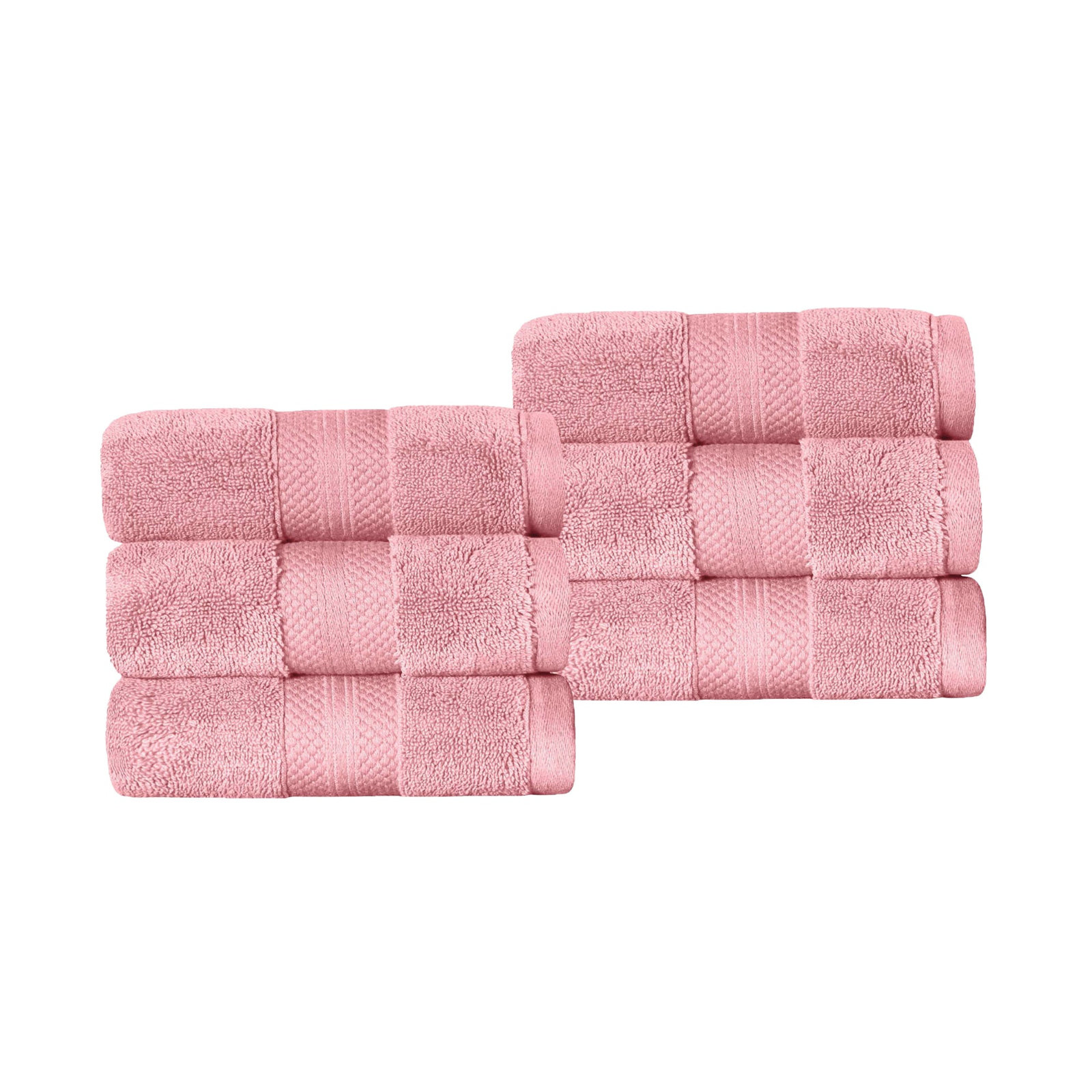 Finnian Turkish Cotton Bath Towel, Coral Pink, Hand Towels - 6 Pack