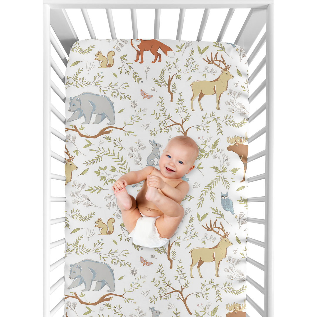 Woodland Toile Fitted Crib Sheet Sweet Jojo Designs