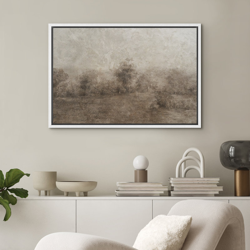 «Brown Abstract Country Landscape Decor», impression sur toile encadrée, H 24 po x l 36 po, Blanc