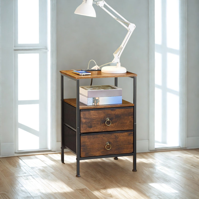 Aneisha 38cm W Metal Bedside Table
