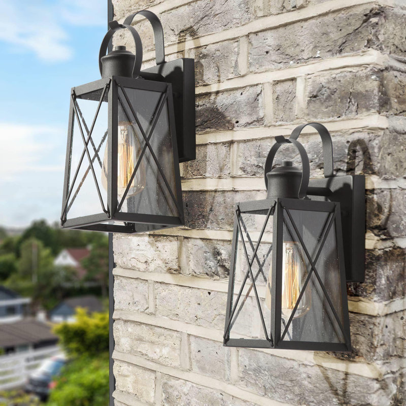 Jeramiah Iron Wall Light(Set of 2), 2 Lights, Matte Black