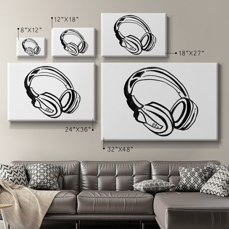 Casque croquis de qualité supérieure sur toile tendue - prêt à accrocher, H 40 po x l 60 po
