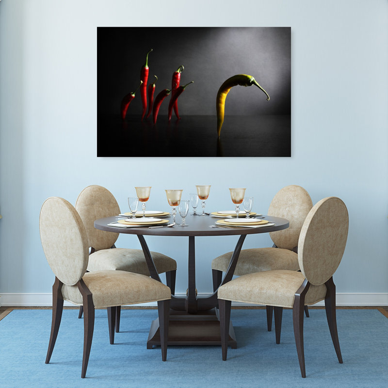 Yellow Pepper Stands Out Bold Dramatic Minimalist Wall Art Print by Victoria Glinka - Wrapped Canvas Print