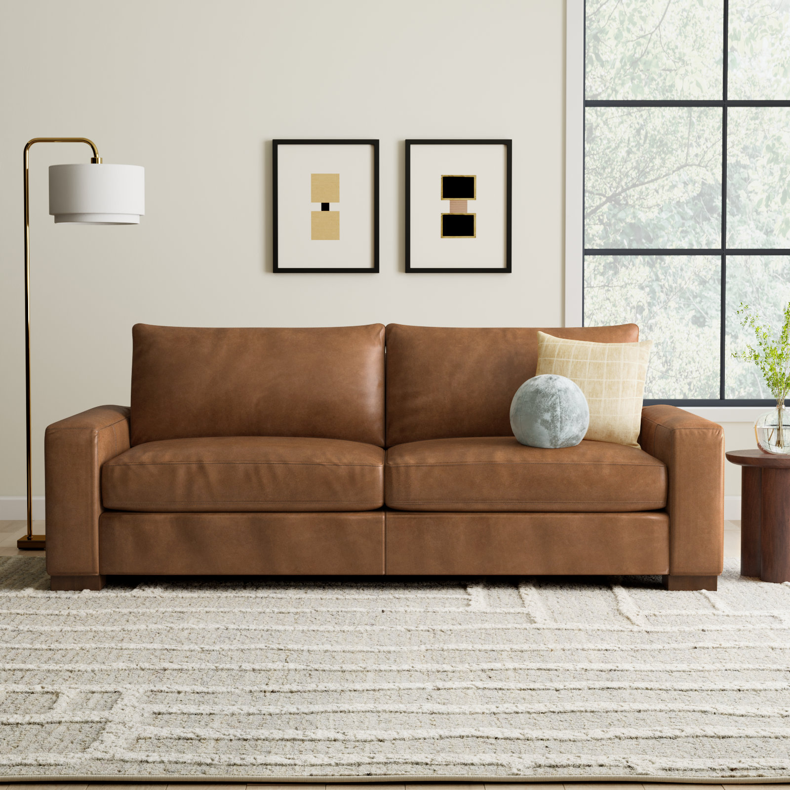 Jonie 91'' Sleeper Sofa, Bistro Saddle Genuine Leather