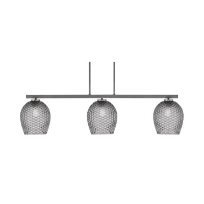 Barre d'éclairage 3 lumières Louell Atlas au fini graphite avec verre texturé 7,5