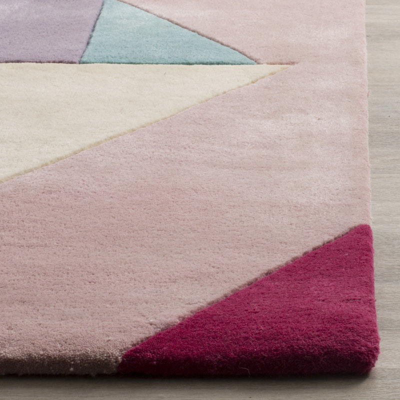 Harsirat Handmade Hand Tufted Wool Pink/Orange/Beige Rug, Rectangle 4' x 6'