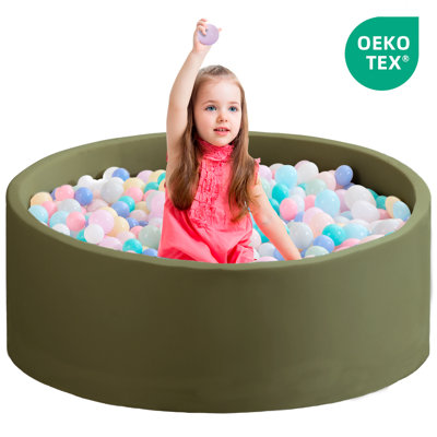 Fosse à balles en mousse pour enfants pour les tout-petits avec une grande fosse à balles pour bébé avec des jouets d'extérieur à éponge à mémoire douce, bleu (pas de balles incluses)