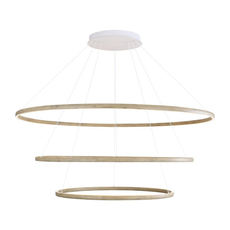 Lustre à anneaux DEL 71 po Nyal, Bois flotté