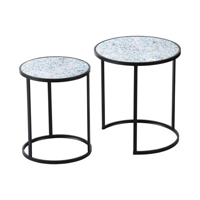 Of 2 Stacking Side Tables, Metal Frame End Tables For Small Area Living Room Office, Black Iron, Assembly- 2 , Spaces, Room, No Assembly Needed