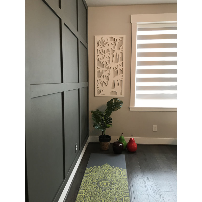 Panneau mural décoratif VIMA (Bamboo Tree 2) - L 48 po x l 24 po, panneau de PVC blanc avec clôture à écran privé pour la rénovation et la décoration murale