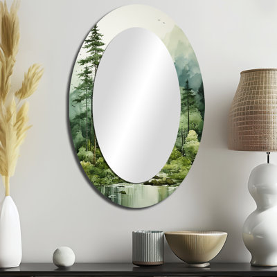 Forest Enigmatic Forest - Grand miroir mural ovale sur métal