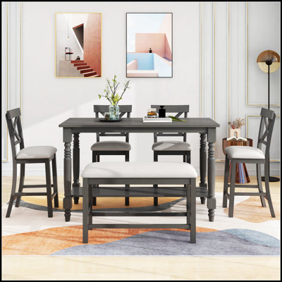 Table de salle à manger moderne et moderne à bord droit en X pour six personnes, durable et élégante