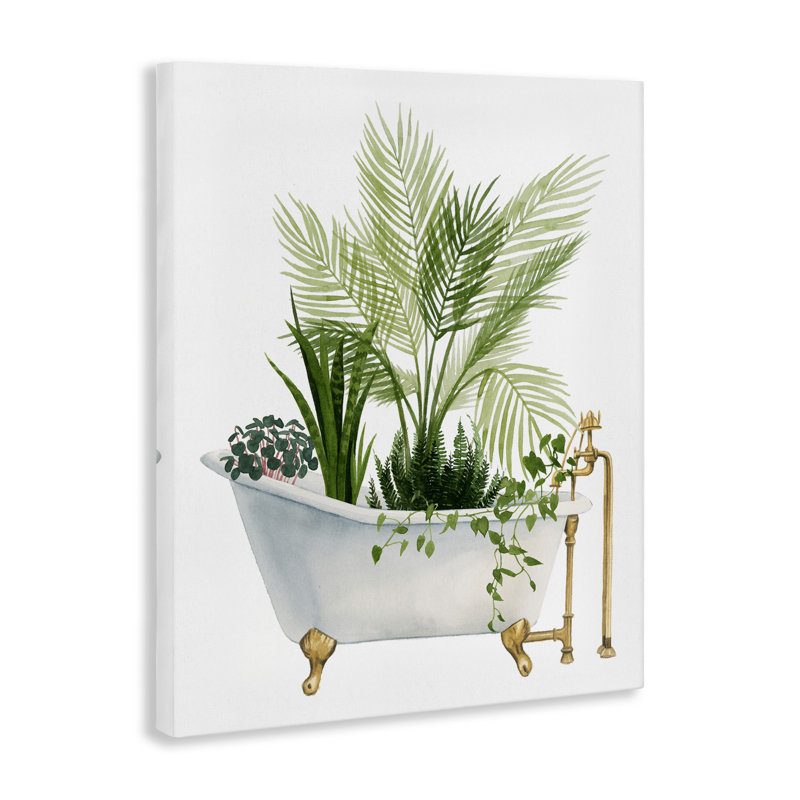 «Divers Plants Greenery Vintage Tub», impression sur toile tendue, H 48 po x l 36 po x P 1,5 po