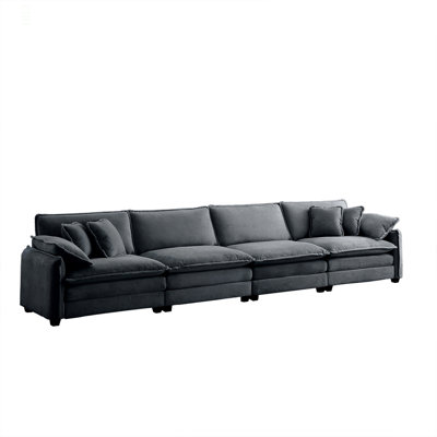 Corduroy Sofa , Modern Upholstered 4 Seater Corduroy Fabric Sofa , Office Living Room Apartment Comfortable Sofa, Easy To Assemble With 2 Arm Pillows