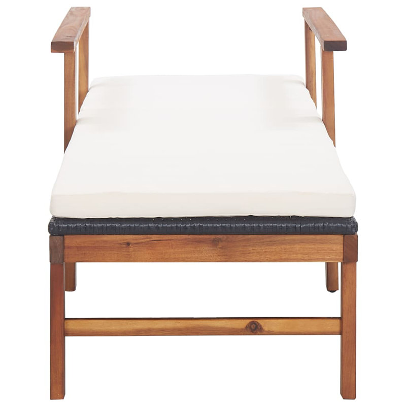 78.7" Long Acacia Single chaise with Cushions, White