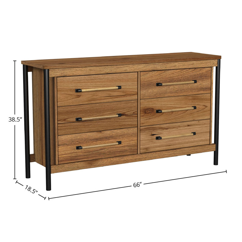 Commode 6 tiroirs Mack, hickory