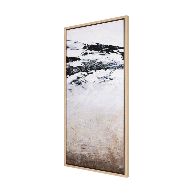 Toile texturée embellie à la main Black Strokes II a, Cadre naturel, H 42,875 po x l 22,875 po x P 1,5 po