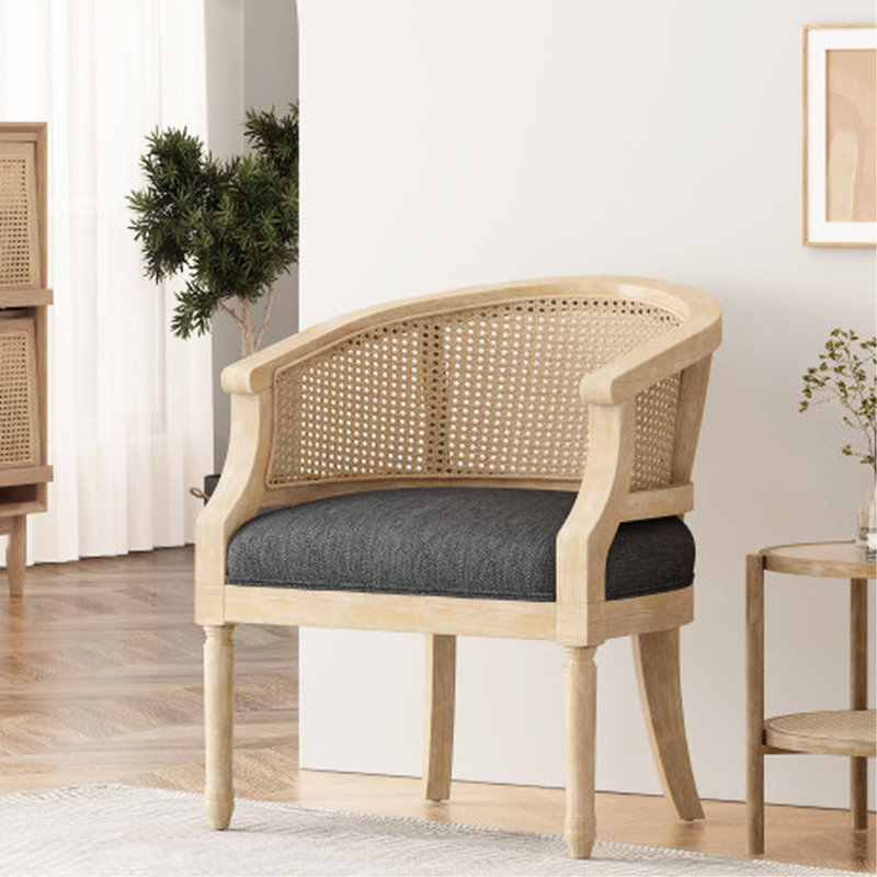 Chaise d'appoint moderne gris anthracite avec sangles de canne et conception ergonomique, Gris anthracite