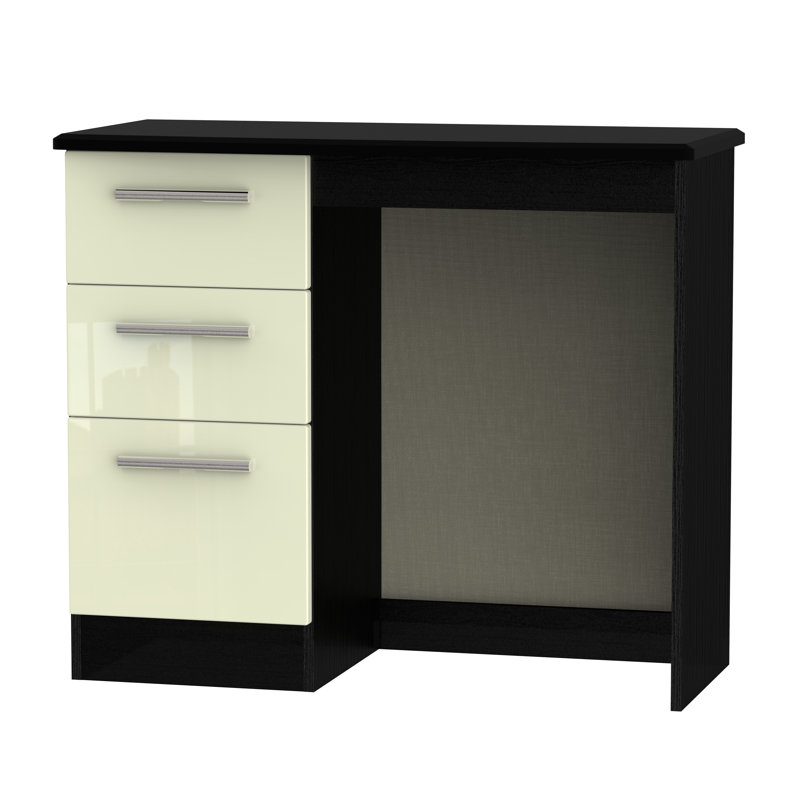Fully Assembled Yvette Desk, Cream, 79.5cm H x 120cm W x 54cm D, Black