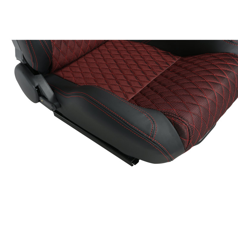 RACING SEAT HIGH QUALITY PVC WITH SUADE MATERIAL DOUBLE SLIDER  2PCS, Red
