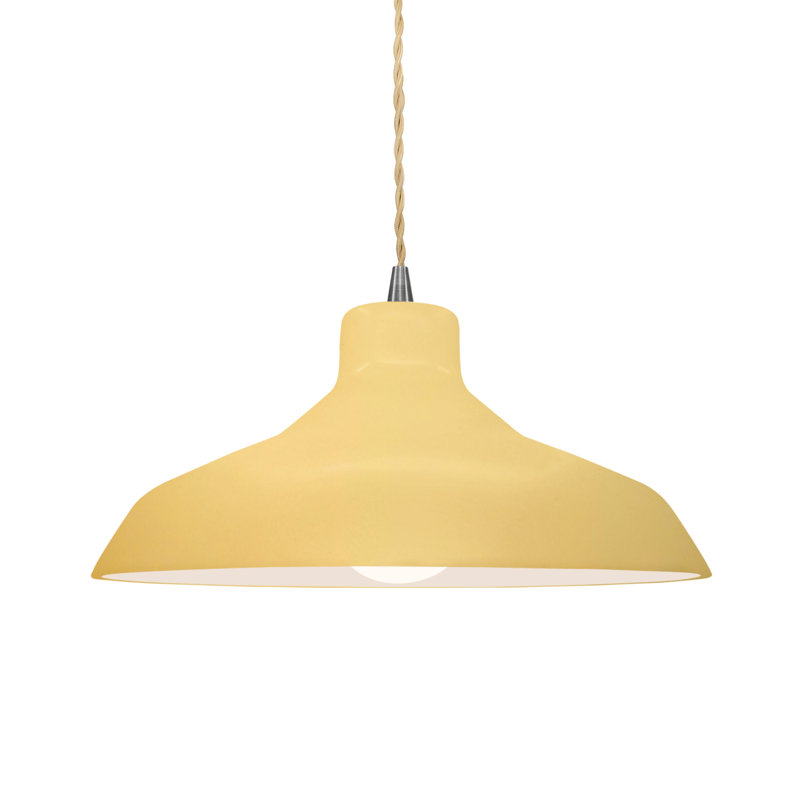 Fallon - Light Dome Pendant, 6.25" H x 13.5" W x 13.5" D, Muted Yellow, Brushed Nickel