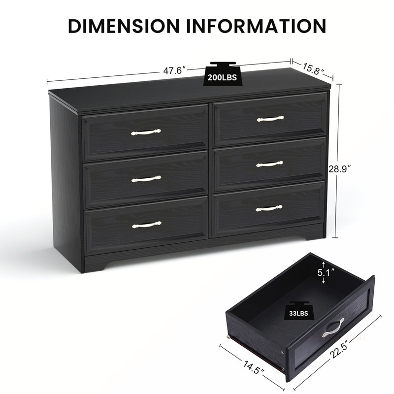Commode de chambre polyvalente avec plusieurs tiroirs pour une organisation efficace, Noir