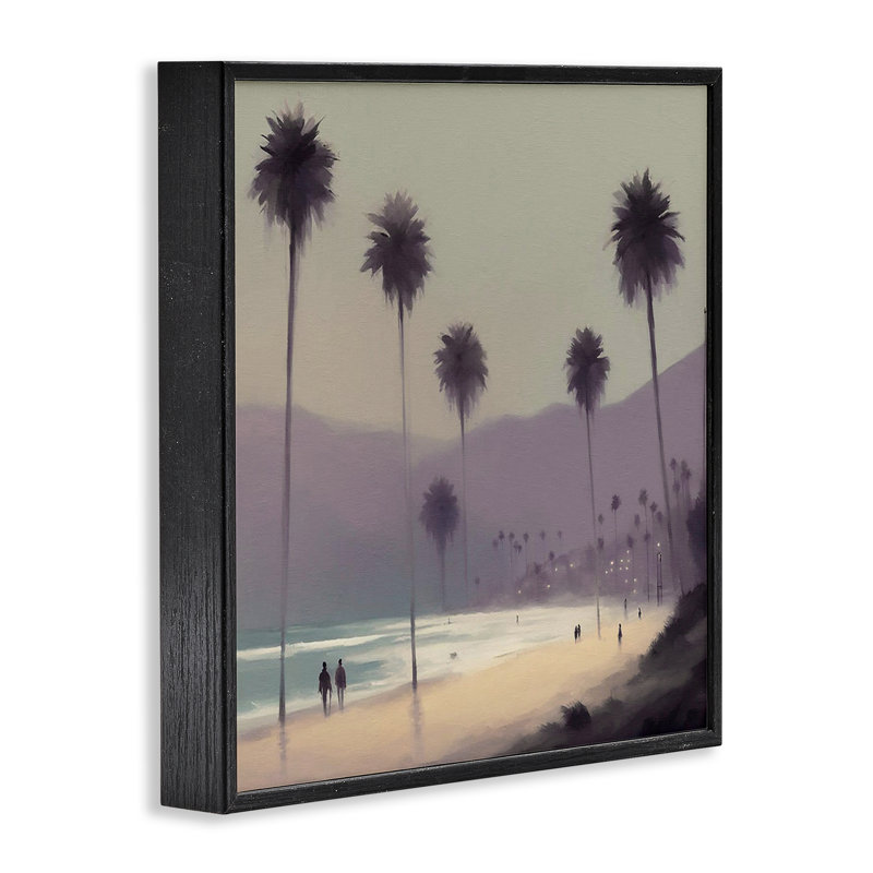 «Looming Palms Beach», estampe numérique encadrée par Noah Bay, H 12 po x l 12 po, Giclée encadrée noir minuit