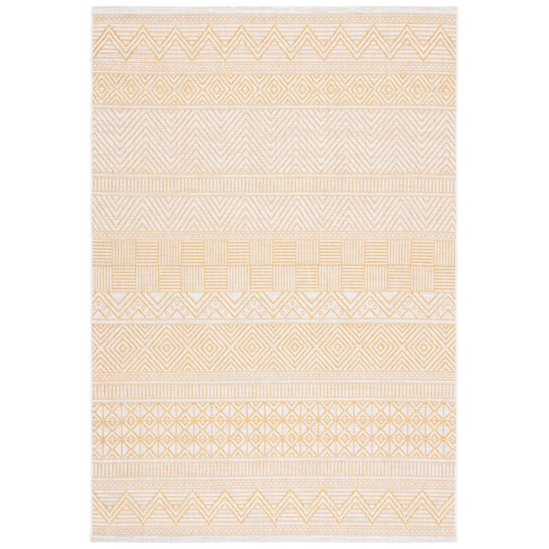 Mertens Southwestern Yellow Indoor/Outdoor Area Rug, Rectangle 2'7" x 5'