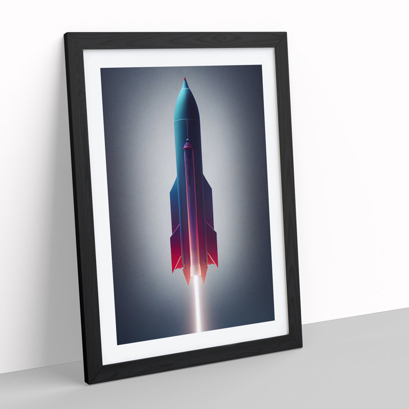 A Captivating Spaceship Rocket - Single Picture Frame Print, Black, 64cm H x 46cm W x 2cm D