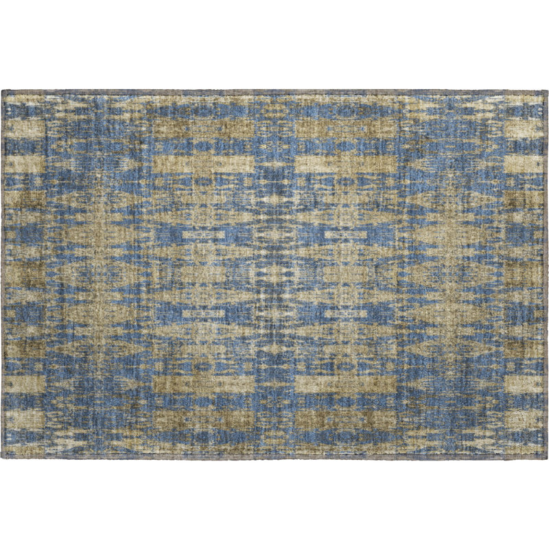 Premium Machine Washable Cerrito AMF580 Blue, Rectangle 1'8" x 2'6"
