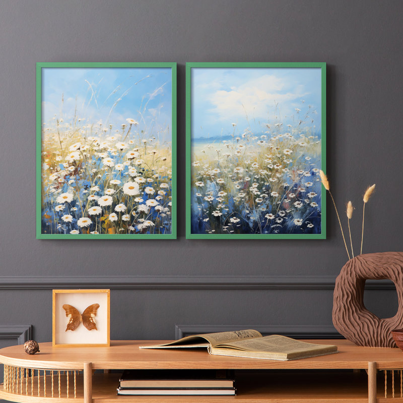 Impression encadrée FLORAL Series I-Premium - prête à être accrochée - aucun clou requis - aucun clou requis, Gris