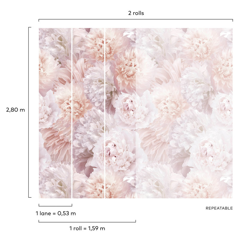 Orom II Collection Floral Bunches 62.5-inches wide x 9.18-feet high 3-panel Wall Mural