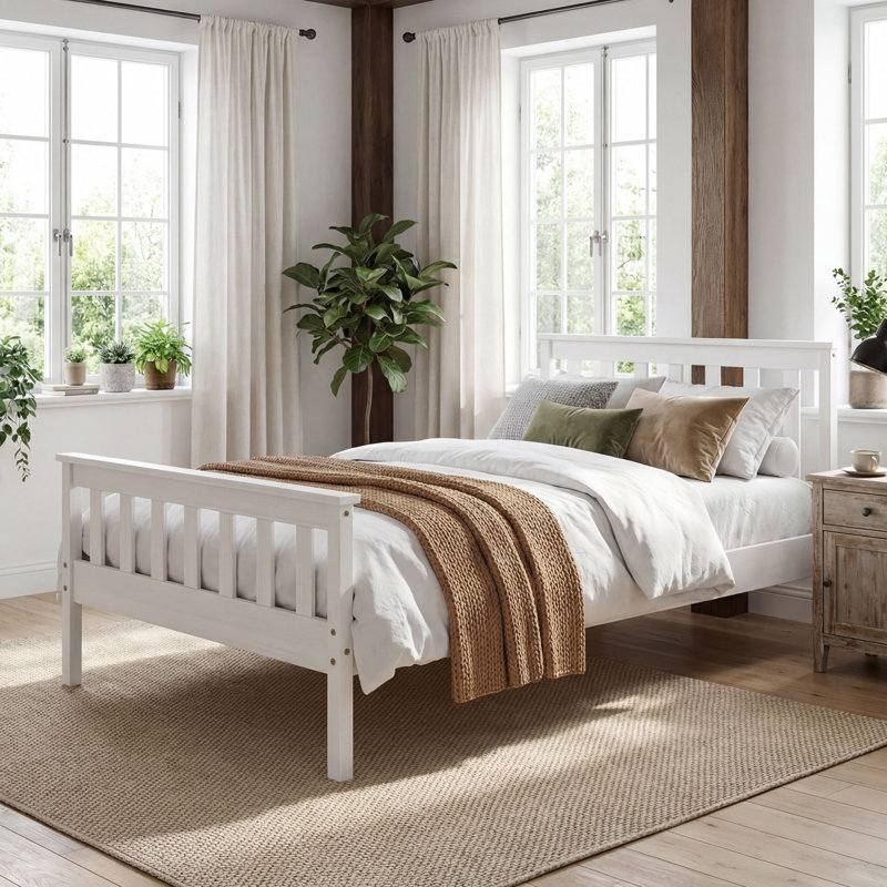 Clerise Twin Bed Frame with Headboard & Footboard,13 Wood Slats Support Wooden Platform, No Box Spring Needed, Easy Assembly, Farmhouse Style for Single Kids Room (38x75)