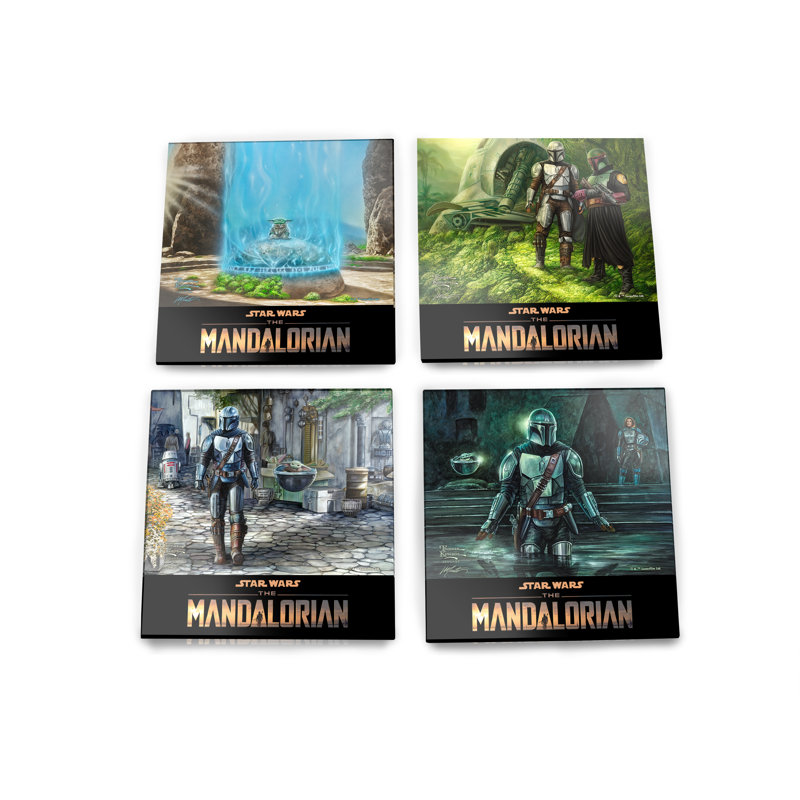 (Symboles) Ensemble de sous-verres en verre Starfire, Star Wars / The Mandalorian Collection 4