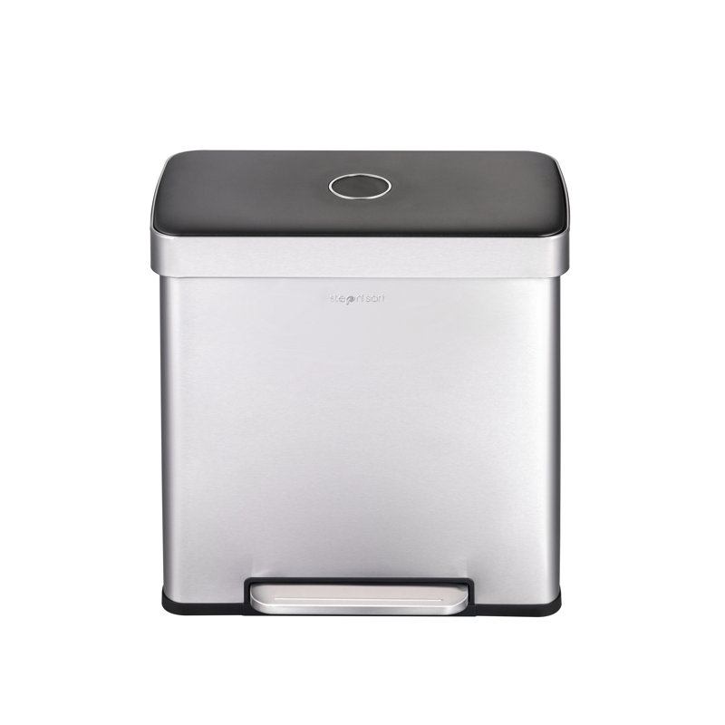 Stainless Steel Step On Multi-Compartments Trash & Recycling Bin - 16 Gallons