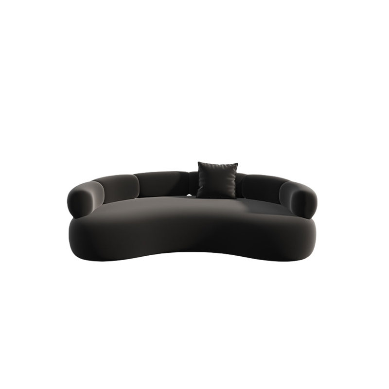 Canapé noir courbé, H 27,56 po x l 94,49 po x P 35,43 po