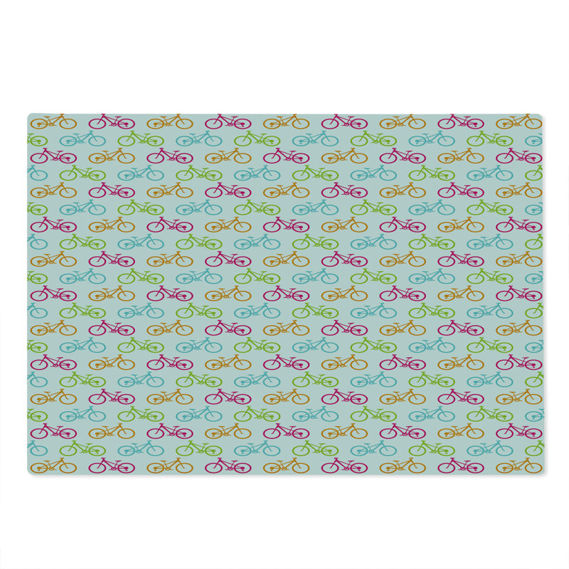 Ambesonne Bicycle Cutting Board Large Size Different Colored Bikes Multicolor