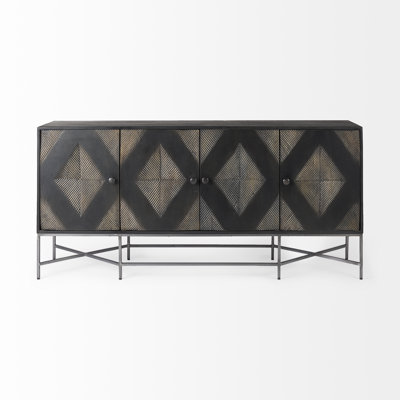 Buffet en bois de manguier de 75 po de largeur Philipa