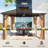 Hardtop Gazebo With Galvanized Steel Double Roof & Aluminum Frame, Brown Outdoor Pavilion With Curtains And Netting For Patio And Garden-126511505