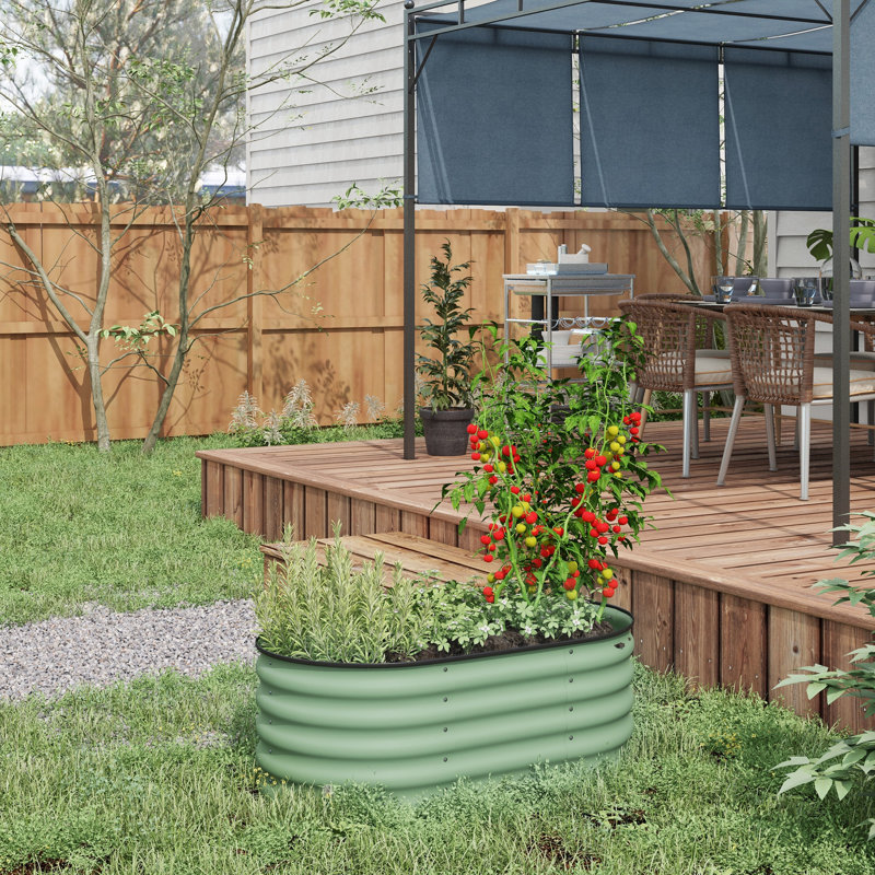 Lit de jardin surélevé en métal Ruocco, bois, Brun, H 12 po x l 41,25 po x P 25 po