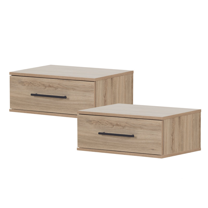 Primo  Floating Nightstands With 1 Drawer, Set of 2, Black