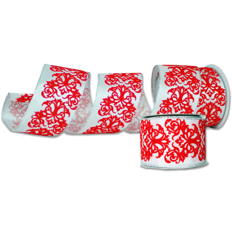 Ruban de tissu, Blanc/rouge