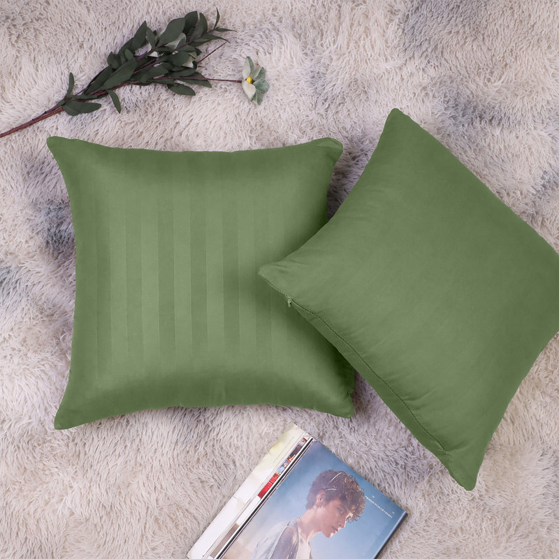 Microfiber Stripe Cushion Cases Sofa coach throw, OLIVE GREEN