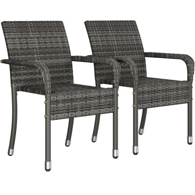 PE Rattan Chair with Armrests & Adjustable Footpads by Yaheetech
