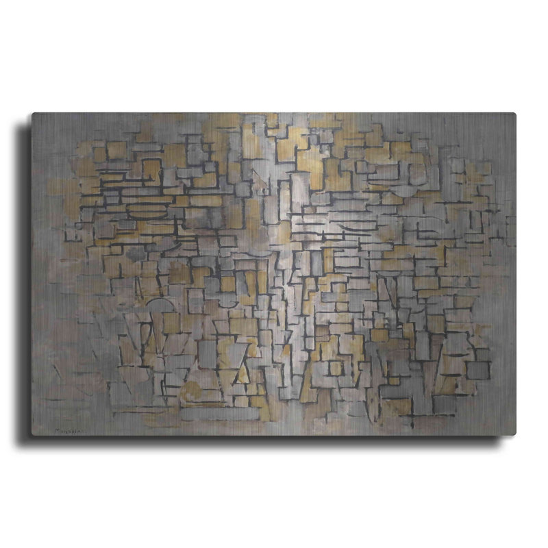 Winston Porter «Tableau No. 2, Composition No. VII, 1913» par Piet Mondrian, art mural en métal, H 12 po x l 16 po