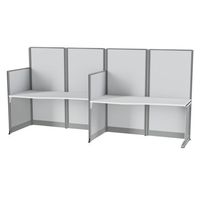 Regency Instant Office 2 Person In-Line Cubicle Panel Workstation, Pure White