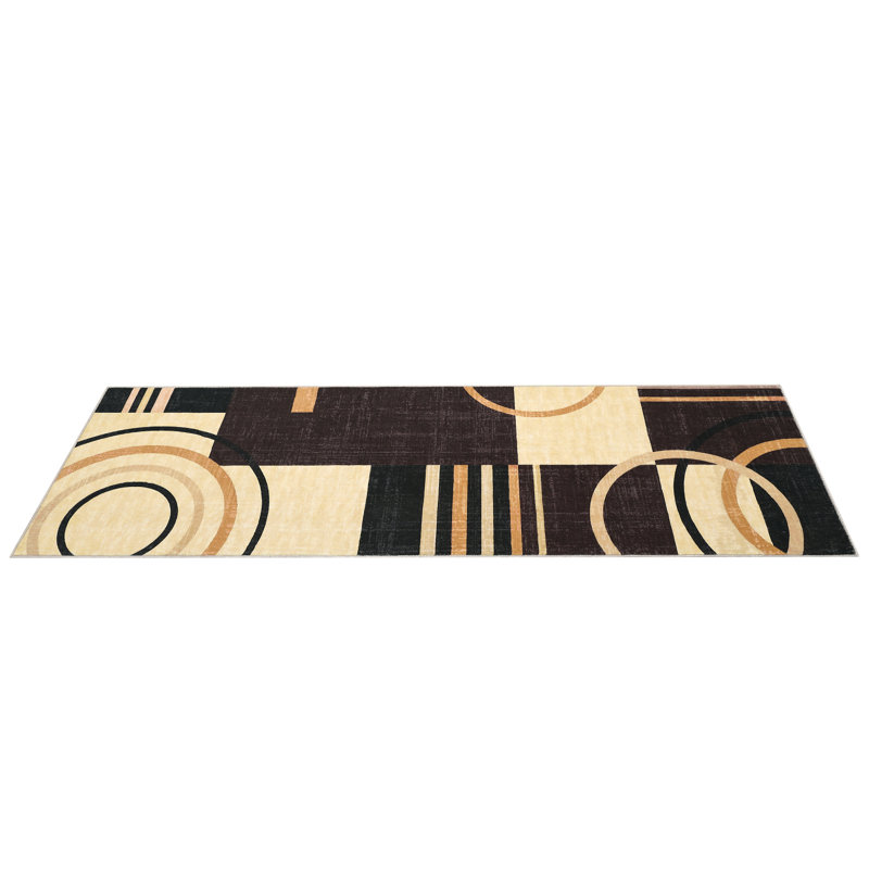 Tapis moderne antidérapant pour tapis de salon Modern, Brun, Tapis de couloir 2 pi x 10 pi