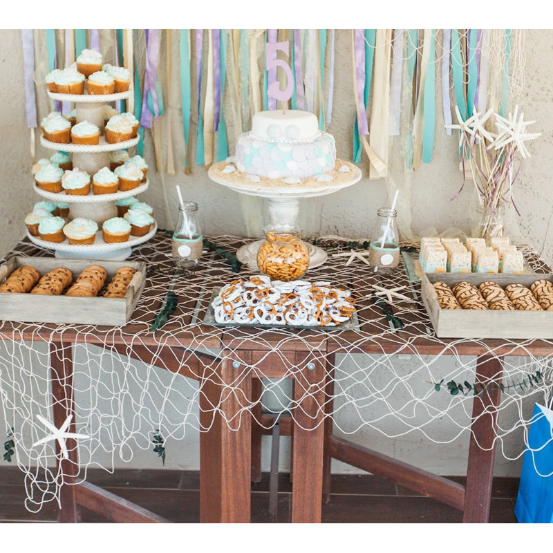 Filet de poisson en coton naturel, décorations de fête pour pirate, hawaïen, thème nautique