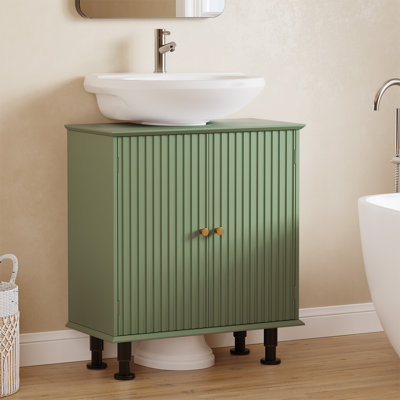 Armoire de salle de bain sous le lavabo 2 portes avec tablette amovible et pieds réglables en hauteur